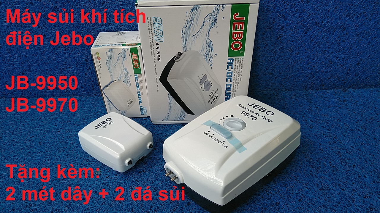 (Tặng phụ kiện) Máy sủi khí tích điện JEBO-KAOKUI dùng cho hồ cá (9950-9970).