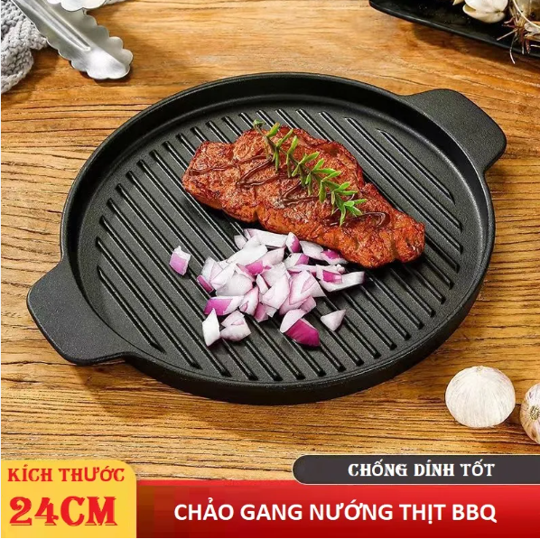 Chảo gang nướng 24cm