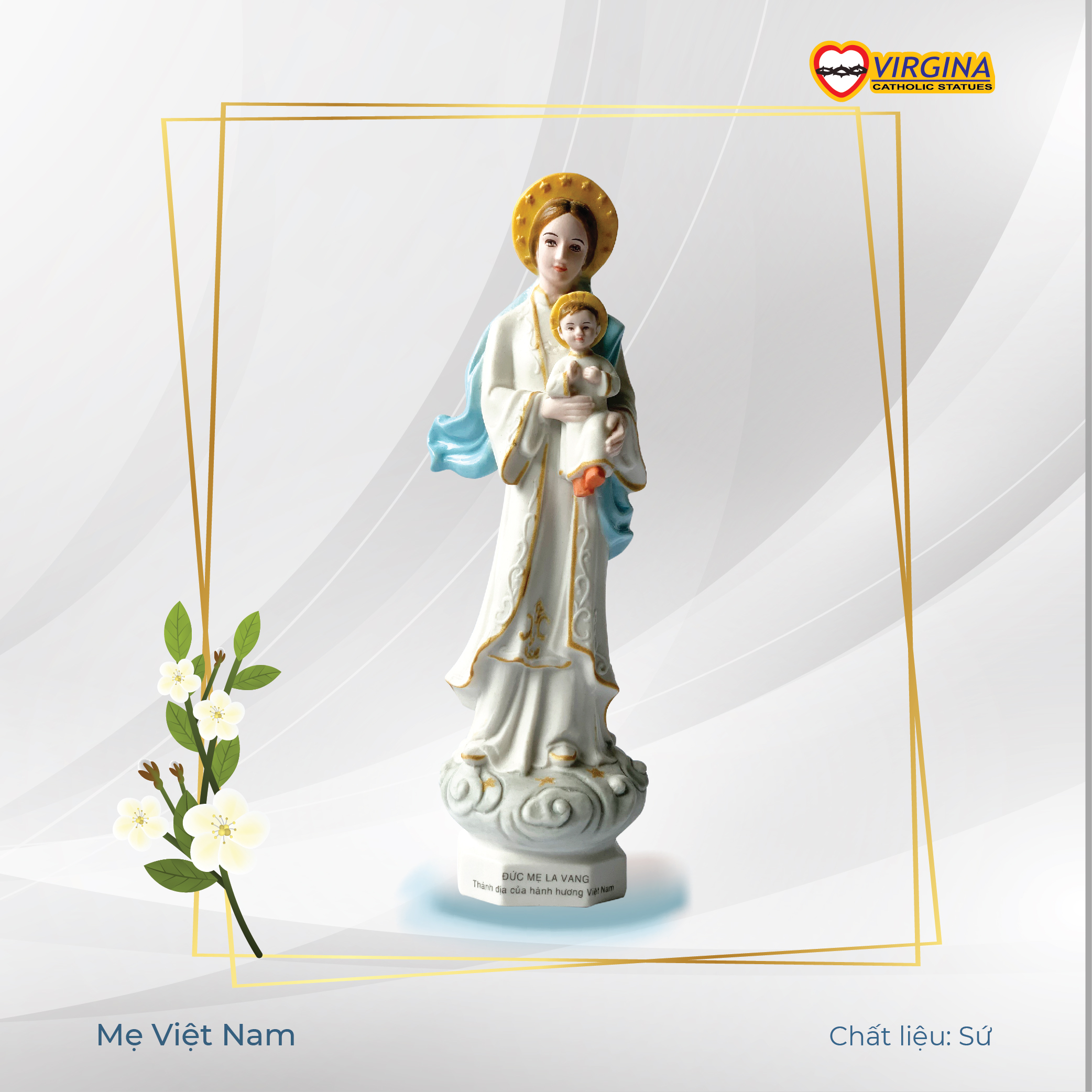 Tượng sứ - mẹ la vang việt nam 13cm