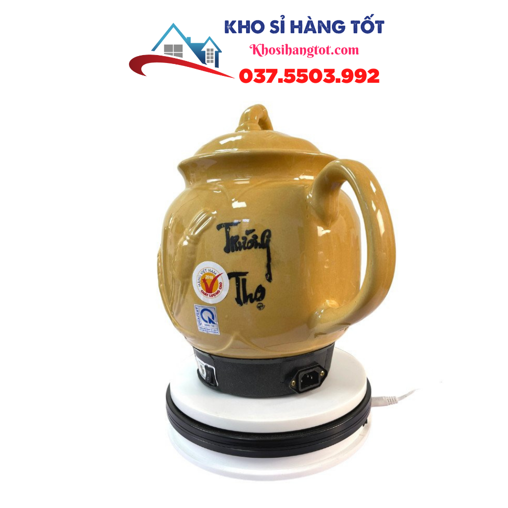 Ấm sắc thuốc trường thọ ba-1188 - bình gốm bát tràng, tự động ngắt điện - 5 lít - bảo hành 12 tháng