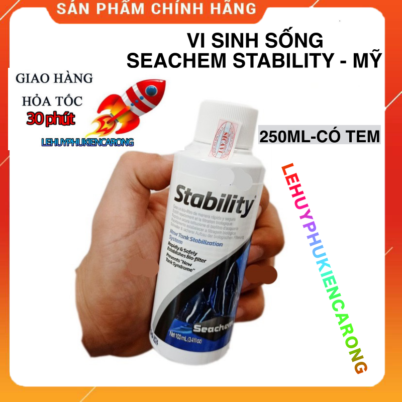 "hoàn tiền đến 10%" vi sinh bể cá seachem stability, vi sinh sống chính hãng mỹ hàng có tem chai 250ml