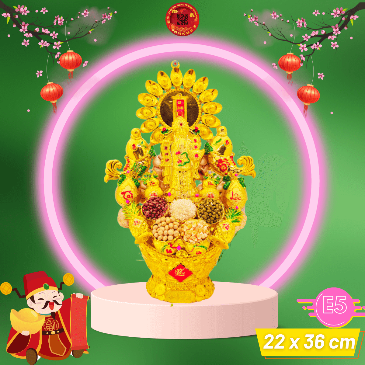 Tháp Tỏi Phong Thủy Thần Tài Đậu Ngũ Cốc - TỎI CÁT TƯỜNG