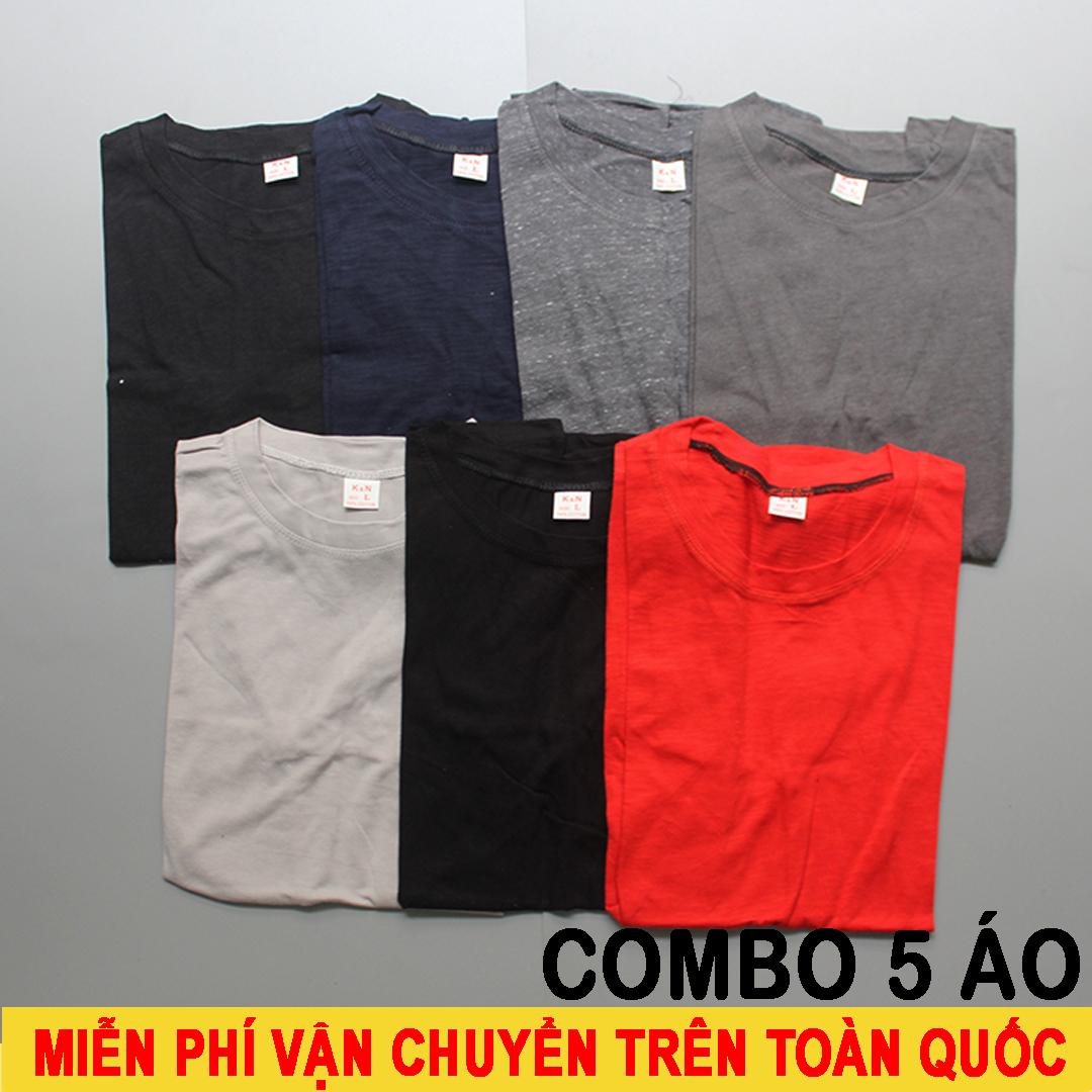 [HCM]COMBO 5 Áo Thun Trơn Nam Cotton - Màu Ngẫu Nhiên XB01