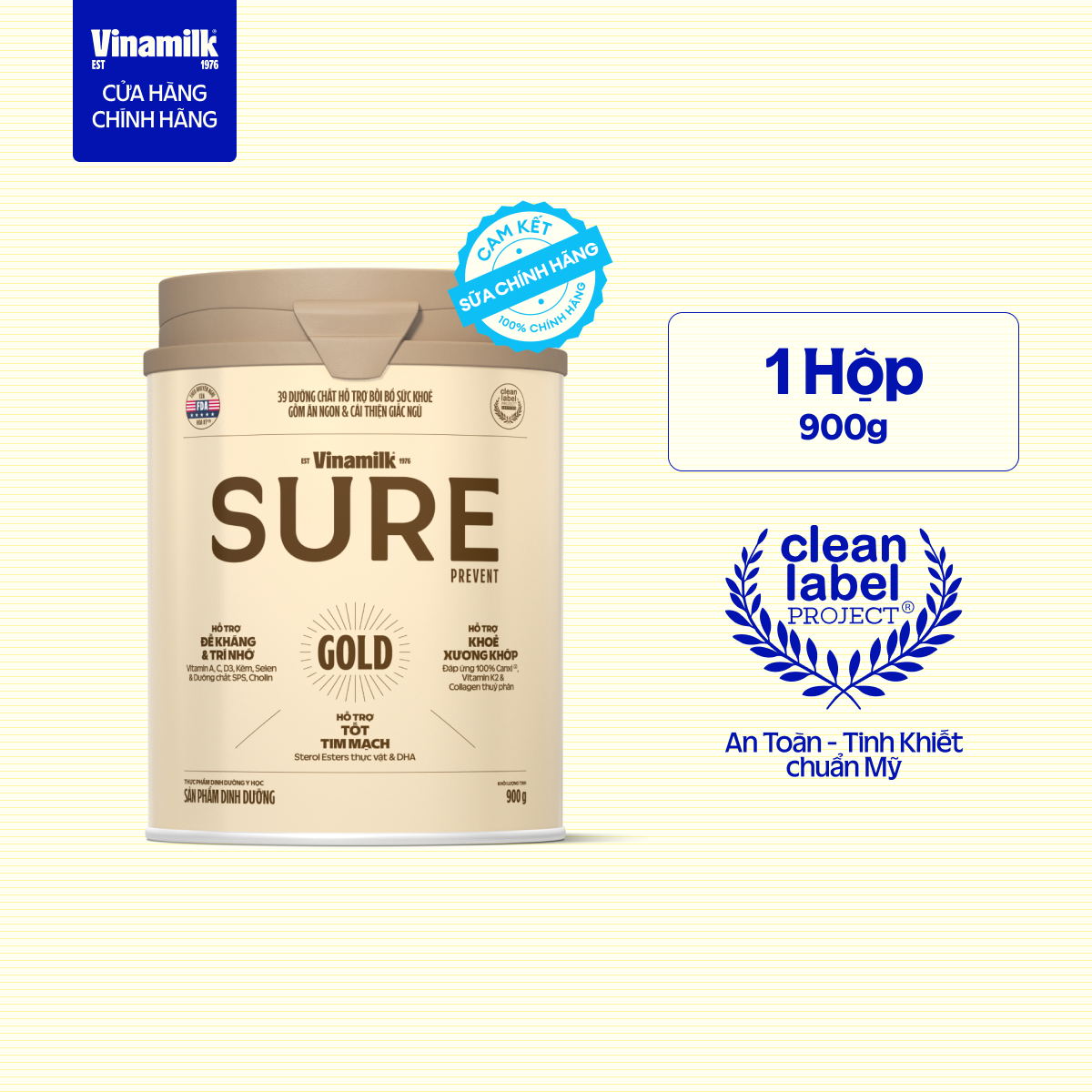  Sữa bột cho người lớn tuổi Vinamilk Sure Prevent 900g  Hộp thiếc  - bổ sung dinh dưỡng và tăng cường sức khỏe 