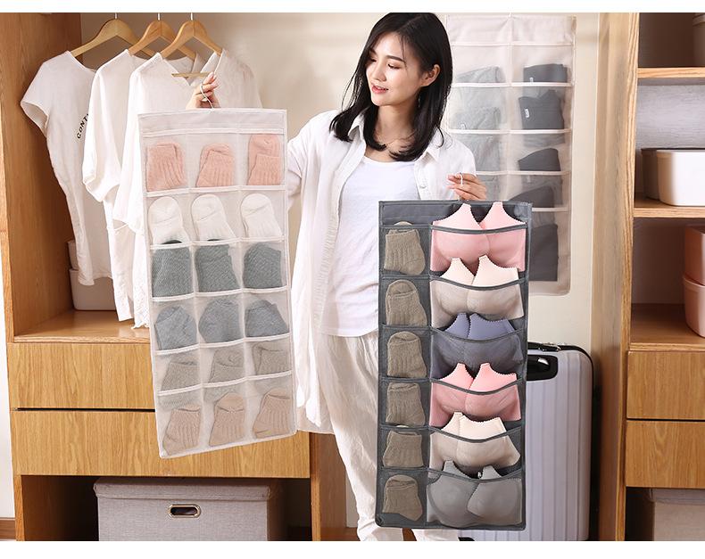 Túi đựng đồ lót loại 30 ô, Túi lưới đựng đồ lót, tất, quần áo trẻ em,... có móc treo tiện dụng, giá treo đồ dùng gia đình 2 mặt, nhiều ngăn tiện dụng, túi lưới đựng đồ lót, tat, quần áo