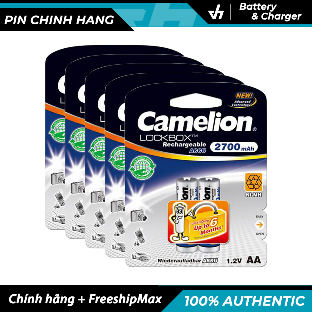 Bộ 10 pin sạc camelion aa rechargeable 2700mah