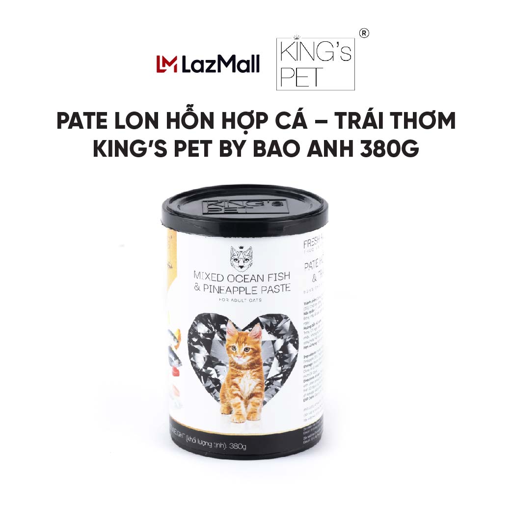Pate lon Hỗn hợp Cá Trái thơm King s Pet by Bao Anh 380g
