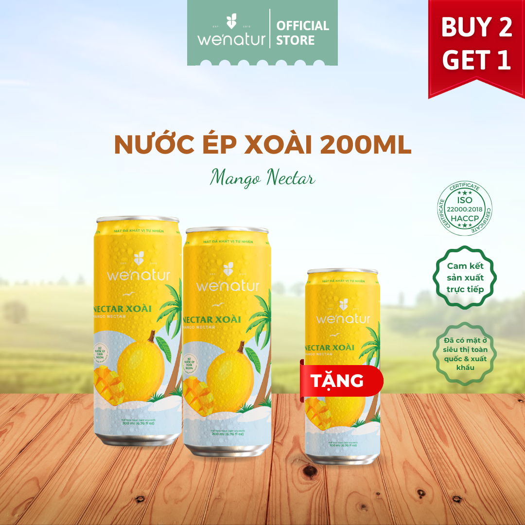 [MUA 2 TẶNG 1] Combo 2 Nectar Xoài we'natur 200ml tặng 1 nectar xoài 200ml