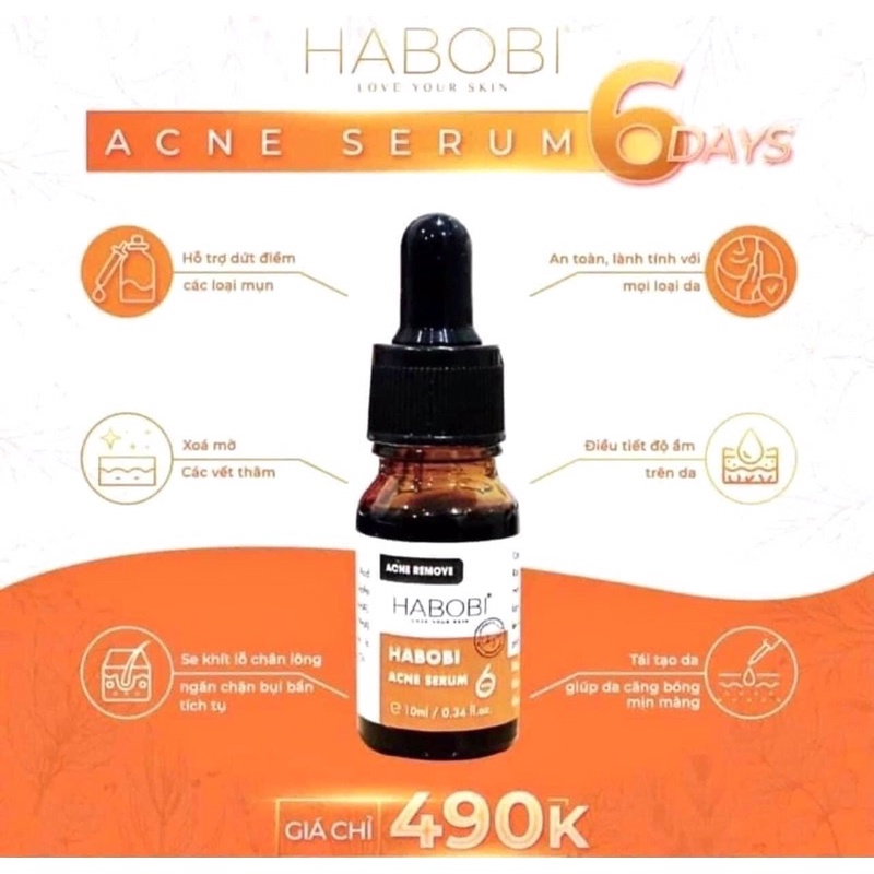 Serum giảm mụn, kiềm dầu, se khít lỗ chân lông, sáng da mờ thâm 6day Habobi