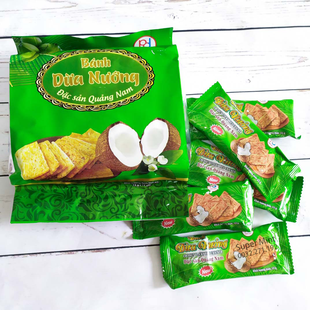 Bánh dừa nướng - đặc sản Quảng Nam - Giòn - Thơm - Ngon - đồ ăn vặt - bánh kẹo ăn vặt - bánh kẹo tết Super Mint Bánh kẹo Tết, quà biếu, quà quê