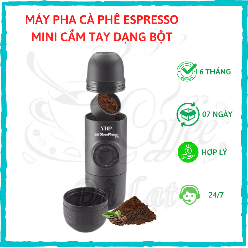 Máy Pha Cà Phê Mini Espresso Cầm Tay Đà Lạt Coffee Máy Pha Cafe Bột Máy Pha Cà Phê Gia Đình, Dã Ngoại - Hàng Chính Hãng