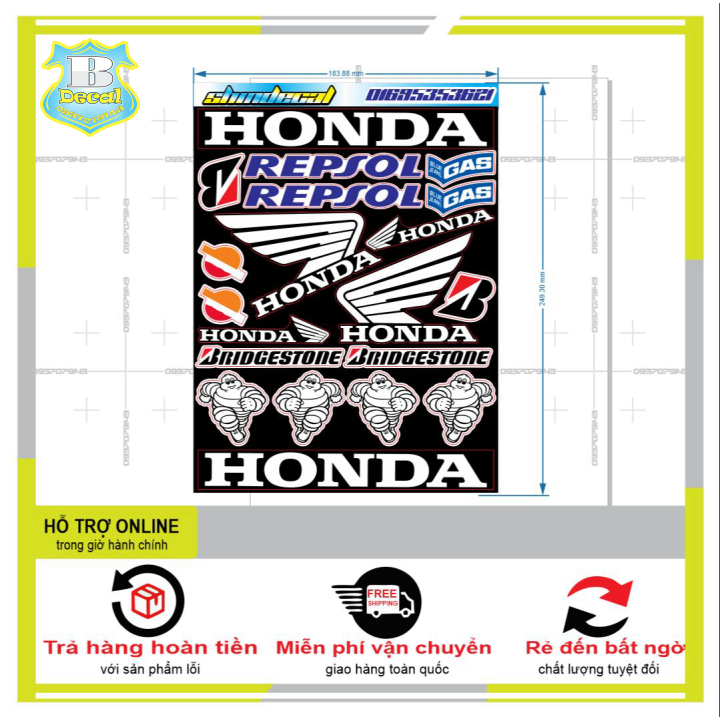 Logo sticker cánh chim honda 04