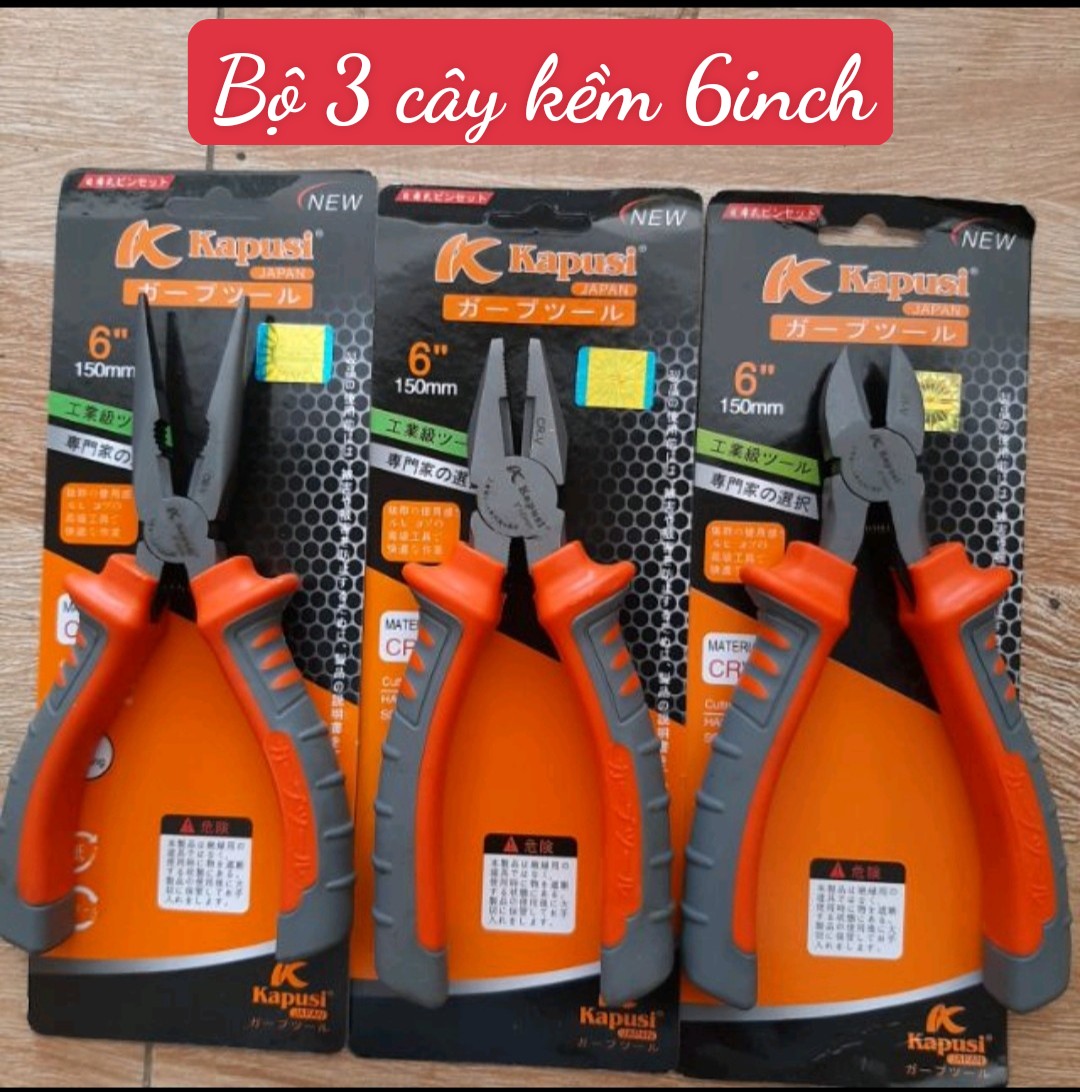 Kìm cắt - Kìm điện - Kìm nhọn cỡ 6 inch/150mm hãng Kapusi Nhật Bản cao cấp, kềm cắt có trợ lực, giúp cắt nhanh gọn chắc chắn, dễ cắt , kềm sắc bén, Kềm Kapusi, Kem Nhat, Kềm điện, Kềm cắt, Kềm nhọn