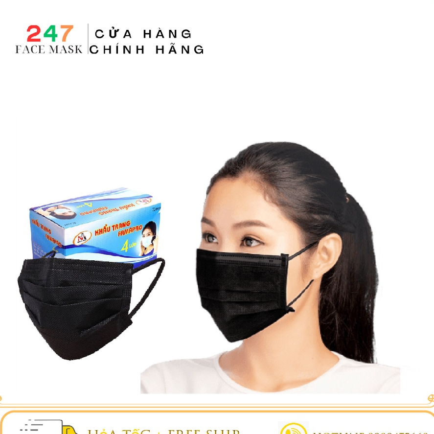 Khẩu trang màu đen,khẩu trang y tế đen,khẩu trang 4D,kf94 đen,khẩu trang VN95 famapro đen,khẩu trang 5D famapro đen.