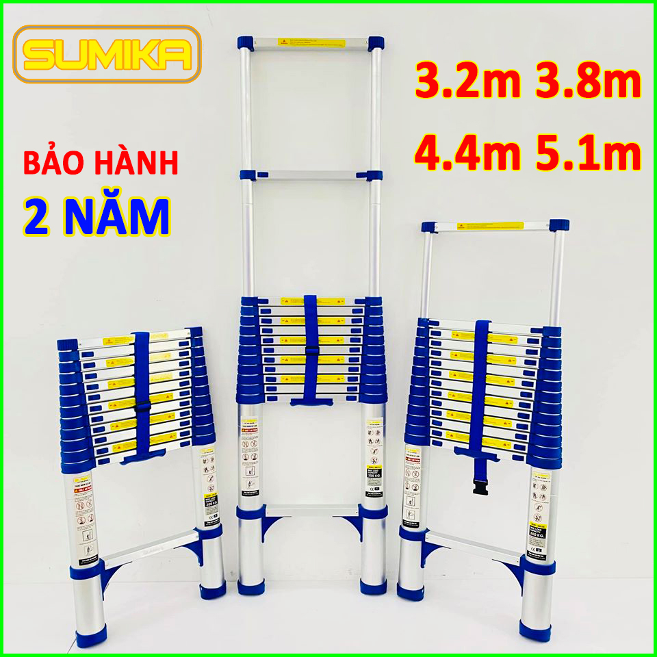 Thang nhôm rút đơn xếp gọn sumika skb320,skb380,skb440, skb510 bảo hành 2 năm, thang thợ điện