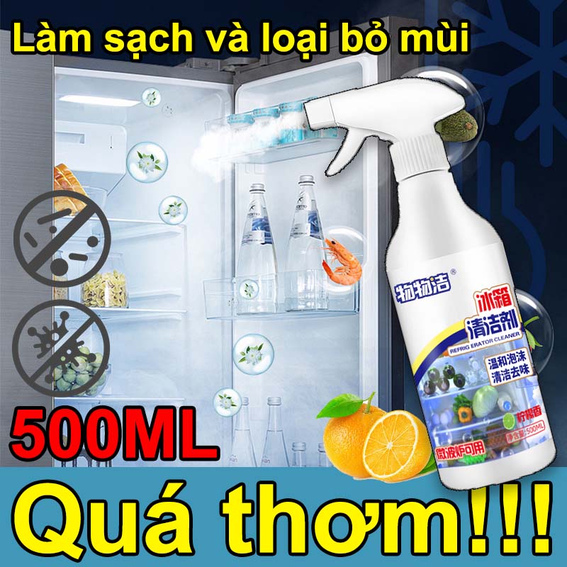 🧊Quá thơm!🧊khử mùi tủ lạnh vệ sinh tủ lạnh xịt vệ sinh tủ lạnh Sử dụng cho tủ lạnh và lò vi sóng Chiết xuất từ thực vật, an toàn không độc hại hút mùi tủ lạnh xịt tủ lạnh 500ML chai vệ sinh tủ lạnh thơm tủ lạnh