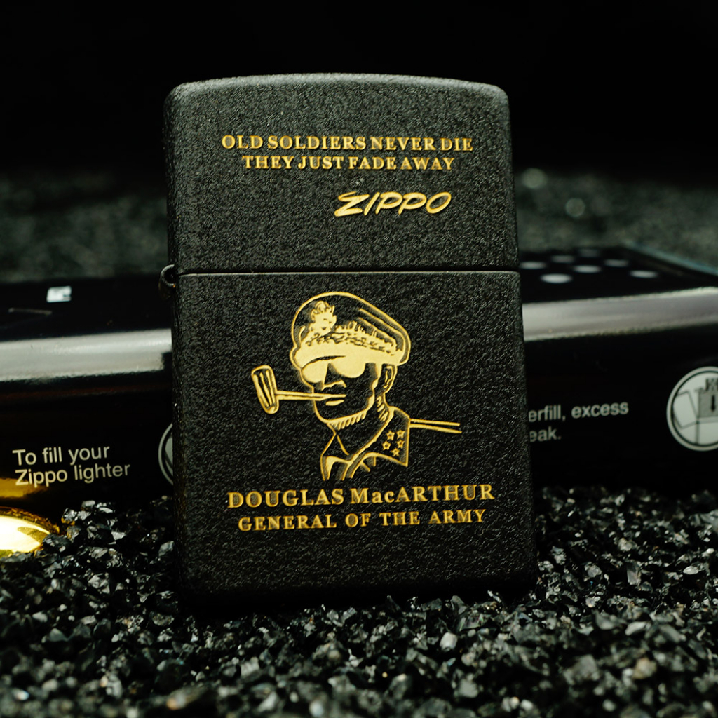 Bật lửa Zippo khắc hình lính hải quân bản tiêu chuẩn màu đen nhám