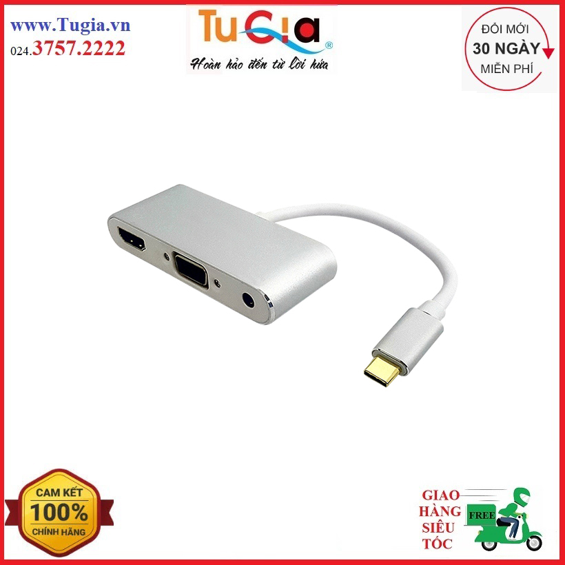 Cáp chuyển đổi type-c sang hdmi + vga + audio + usb 2.0 kingmaster ky-v011s - hàng chính hãng