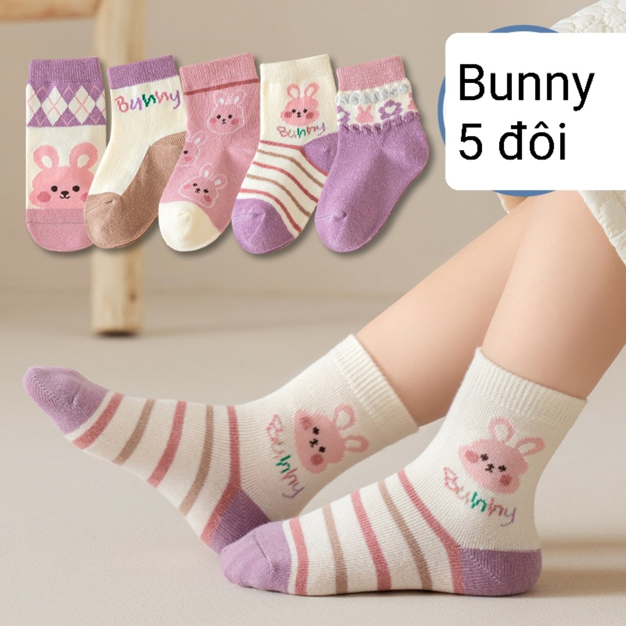 Set 5 đôi tất cho bé - tất trẻ em chất cotton hàng xuất khẩu