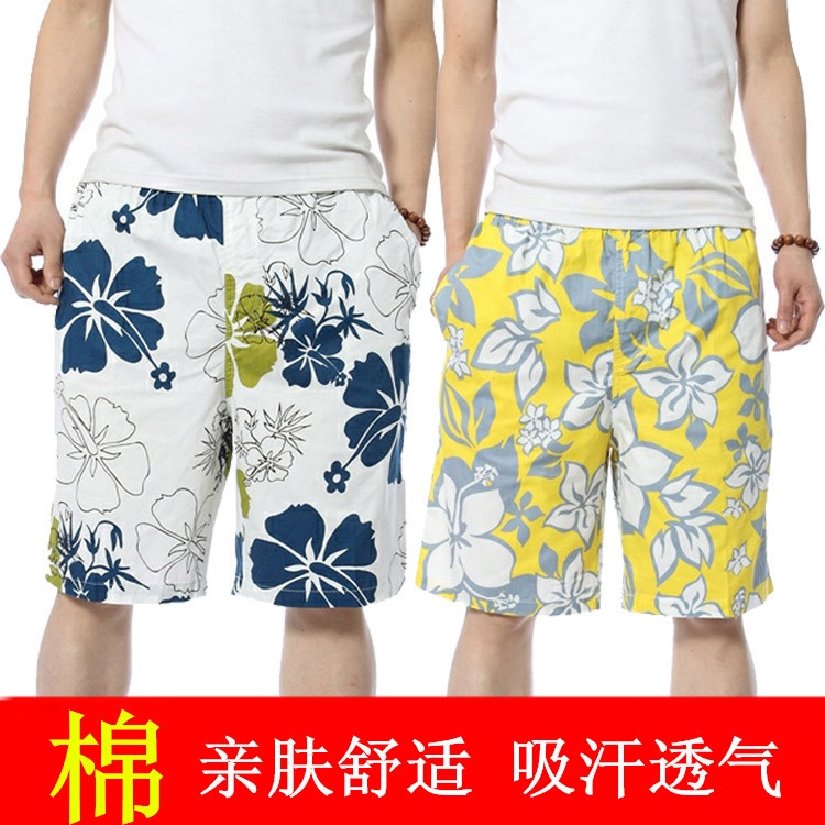 Hot seller cotton beach pants men s big loose plus size home casual flower
