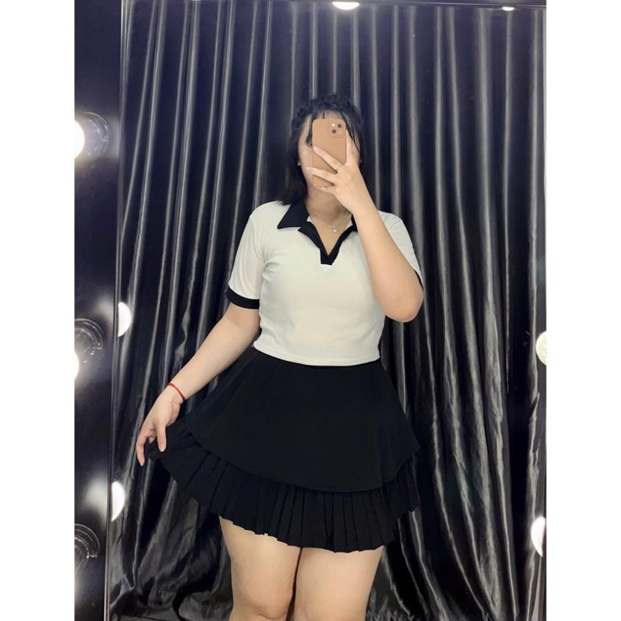 Áo polo nữ phối cổ bigsize tay ngắn basic chất cotton cao cấp - Phương Thúy Bigsize