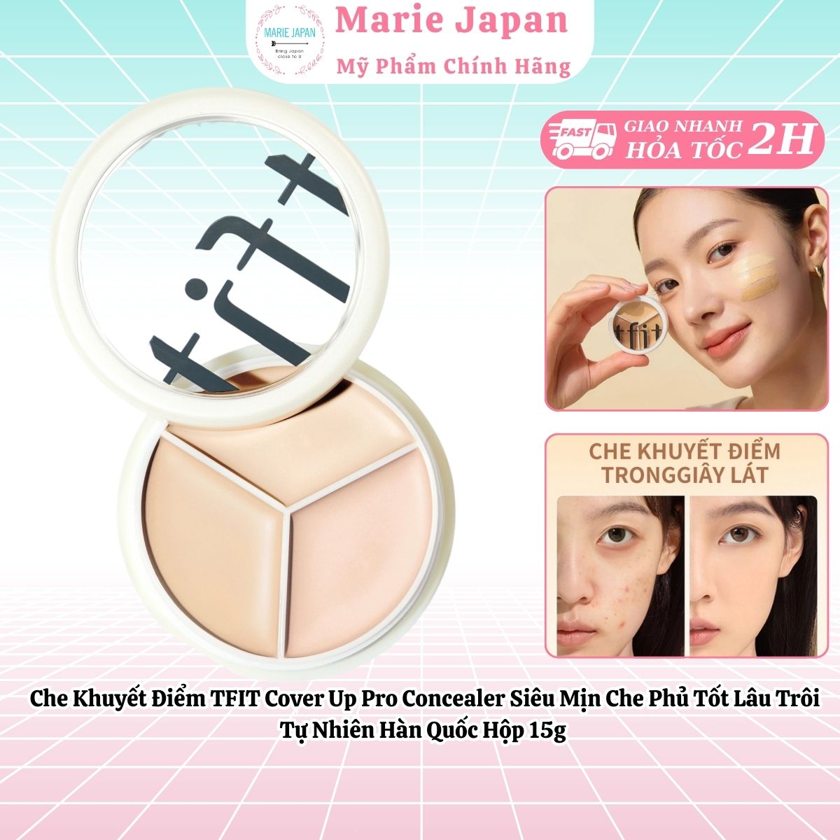  Kem Che Khuyết Điểm Đa Năng TFIT Cover Up Pro Concealer 3 in 1 Che Phủ Quầng Thâm và Mụn Hiệu Quả - CHÍNH HÃNG TFIT VN 