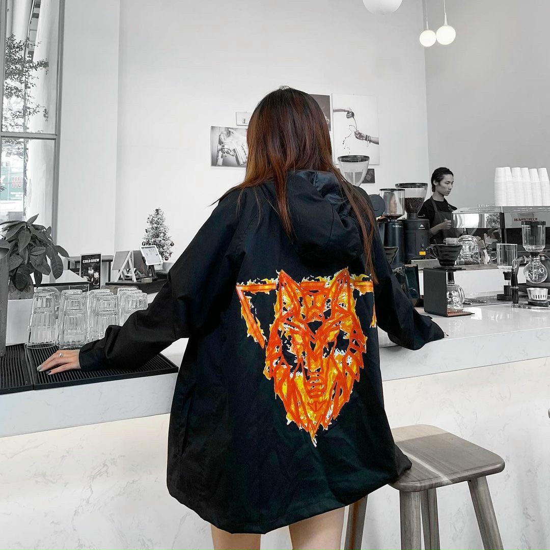 Áo Khoác Dù Nam Nữ, Phối Hình Quỷ Lửa Siêu Cá Tính, Che Khóa Thời Trang .Tp