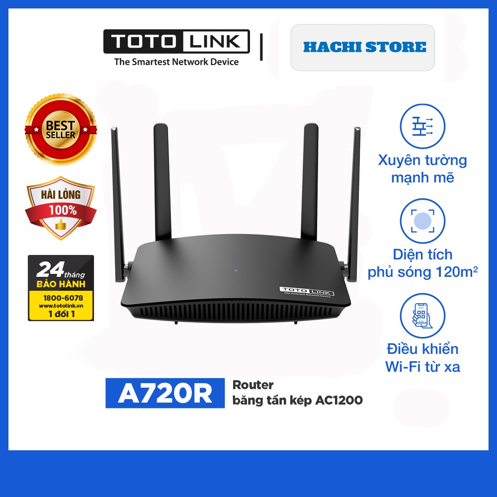 Router Wifi Băng Tần Kép AC1200 TOTOLINK A720R - Hàng Phân Phối Chính Hãng