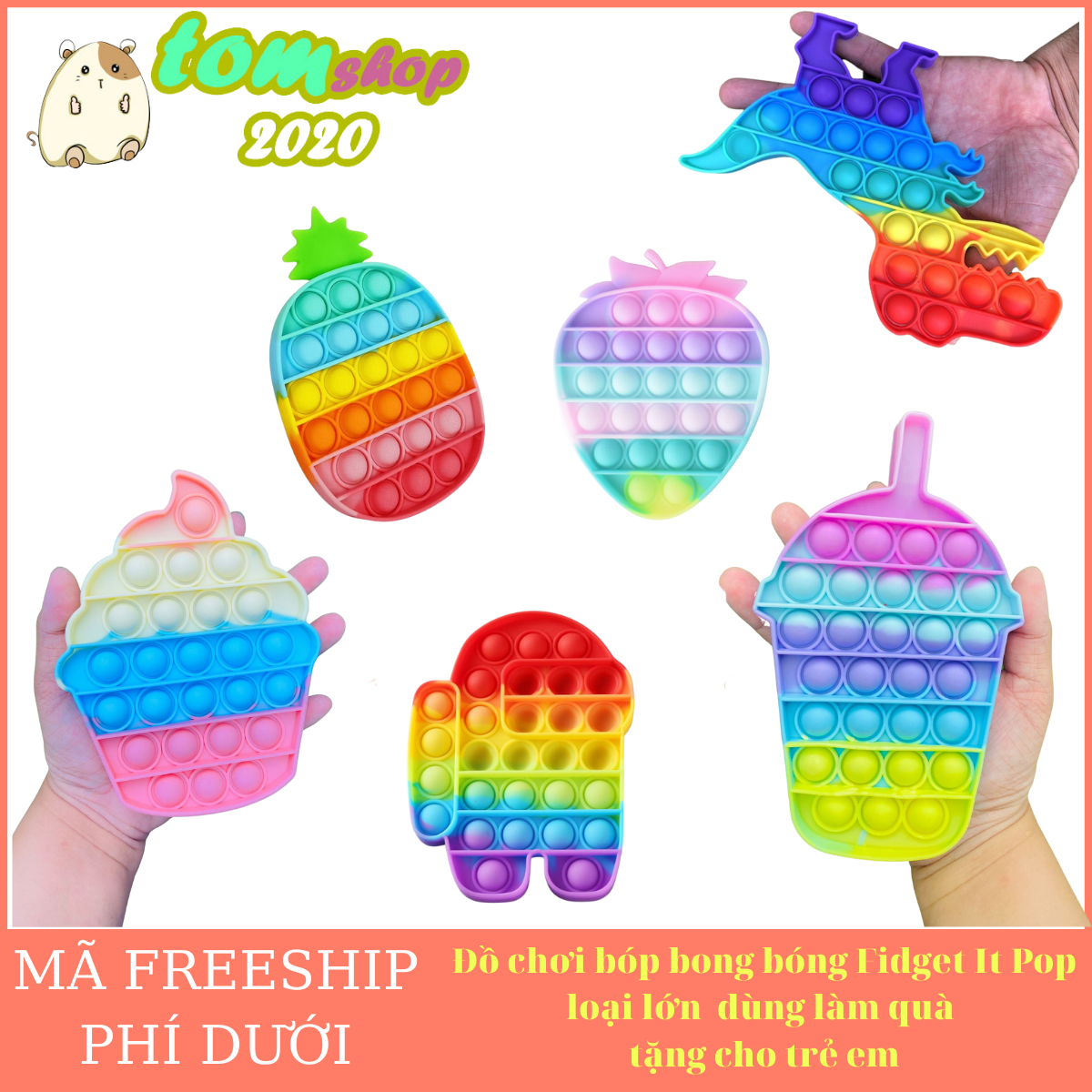 Đồ chơi bóp bong bóng Fidget It Pop loại lớn dùng làm quà tặng cho trẻ em