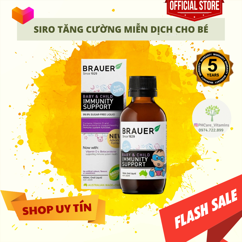 Siro tăng đề kháng Brauer Immunity Support 100ml của Úc