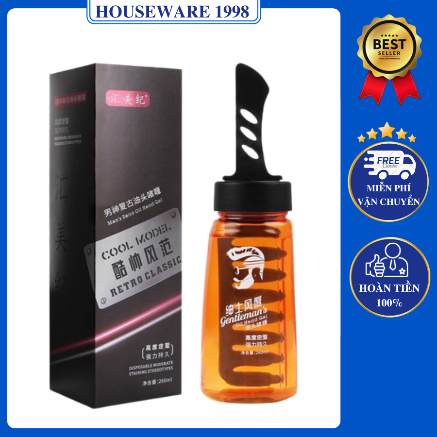 Gel vuốt tóc kèm lược 260ml tạo kiểu nhanh giữ nếp lâu cả ngày