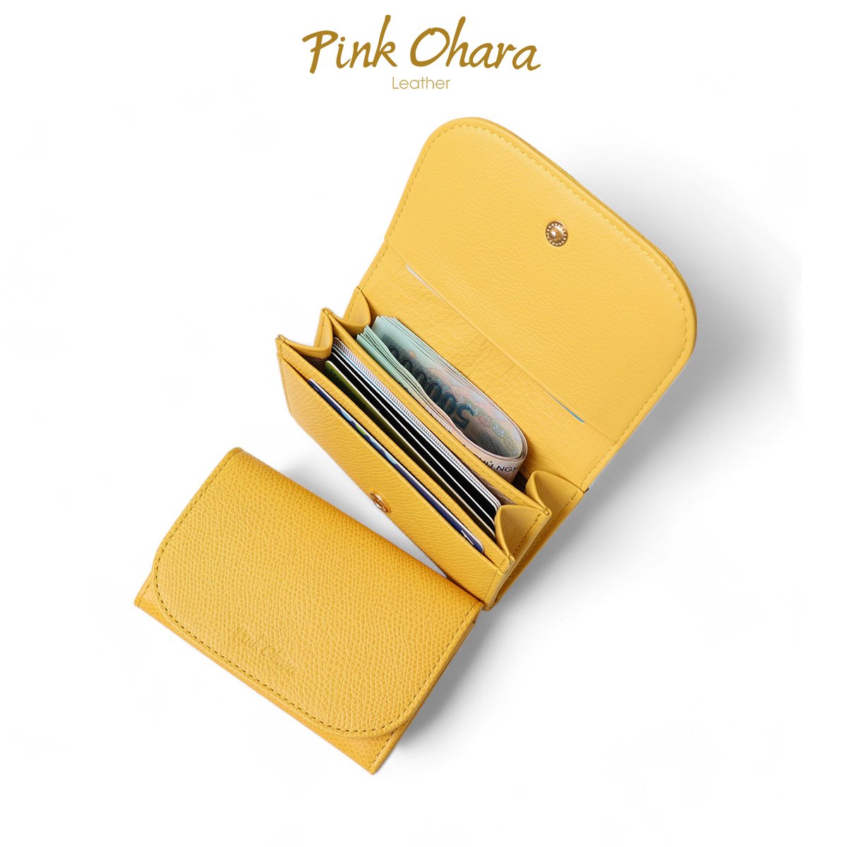 Ví đựng thẻ card mini pink ohara sophia da bò thật