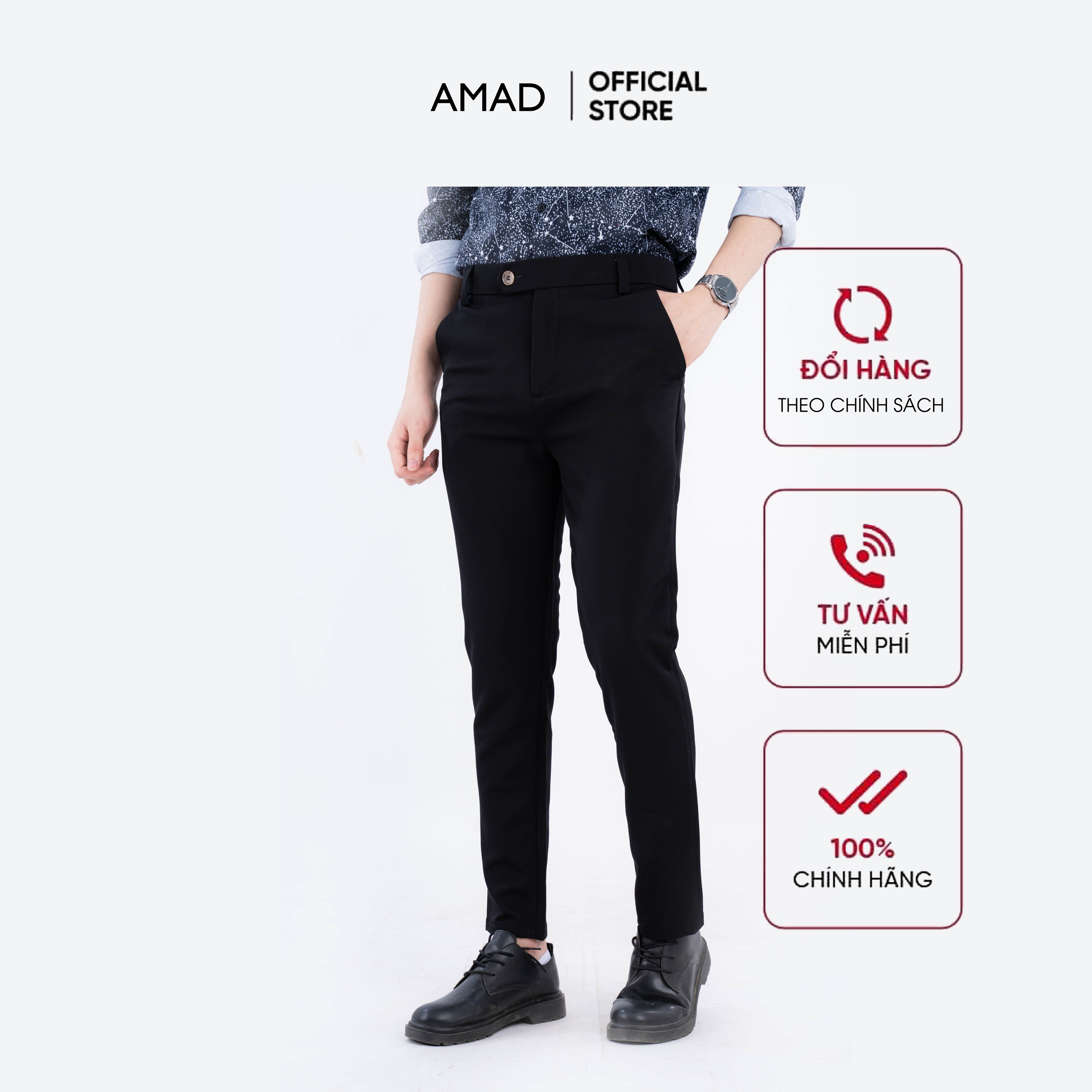 Quần tây nam dáng ôm Hàn Quốc co giãn, quần âu vải mềm mịn AMA268