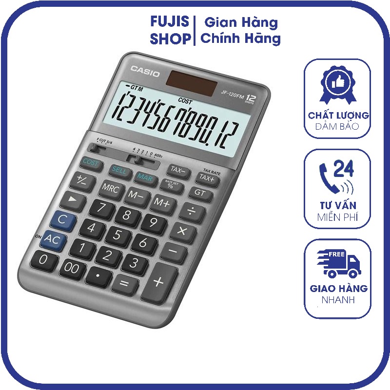 Máy tính casio jf-120bm để bàn cỡ trung mặt kim loại-12 số to