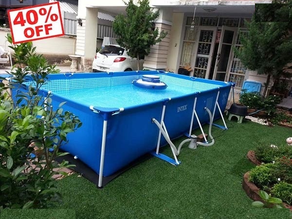 Bể bơi khung kim loại gia đình cỡ lớn chữ nhật INTEX 28273 -  450cmX220cmX84cmINTEX  Bể bơi phao trẻ em, bể bơi cỡ lớn, bể bơi ngoài trời QUÀ TẶNG TRỊ GIÁ 300K : 2 PHAO , 2 BỊT TAI , 1 BƠM TAY MINI