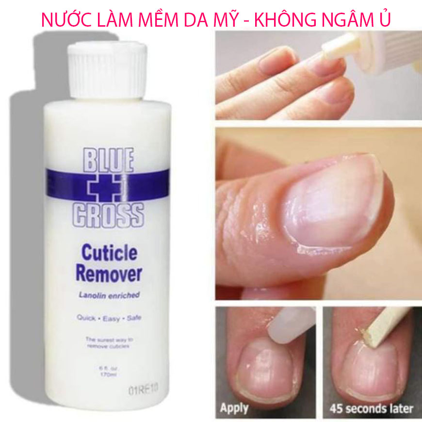 Mềm da mỹ làm móng nail không cần ủ - Nước làm mềm da nail Blue Cross chính hãng nhập khẩu không cần ngâm nước tiết kiệm thời gian