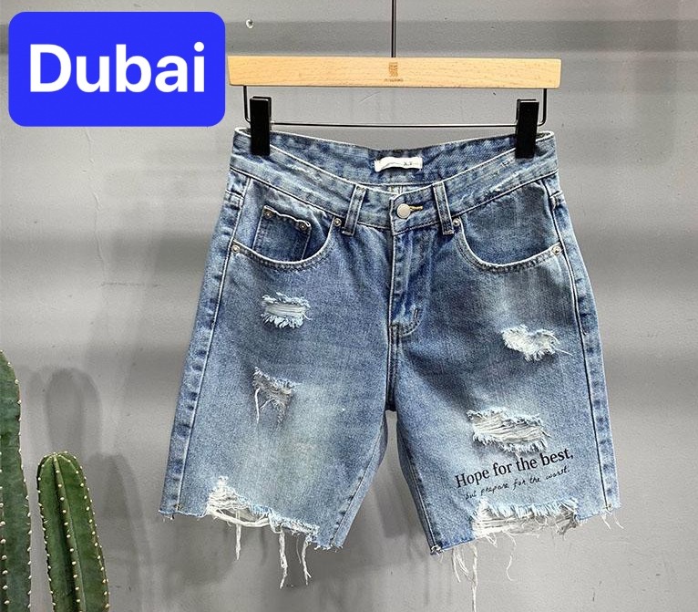 QUẦN SỌT SHORT LỬNG JEAN NAM CHẤT BÒ XANH THÊU CHỮ HÀN QUỐC PHONG CÁCH SÀNH ĐIỆU DB-2009 DUBAI FASHION