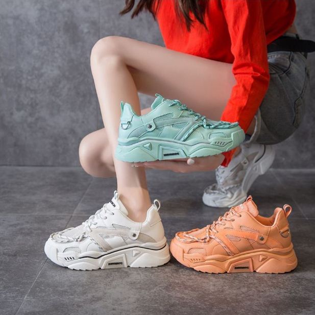 Giày thể thao nữ, giày sneaker viền dây phối lưới GN10