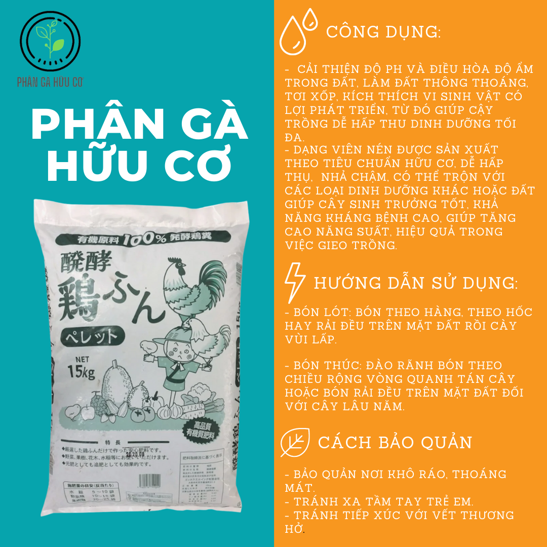 Phân gà hữ cơ Nhật Bản - viên nén