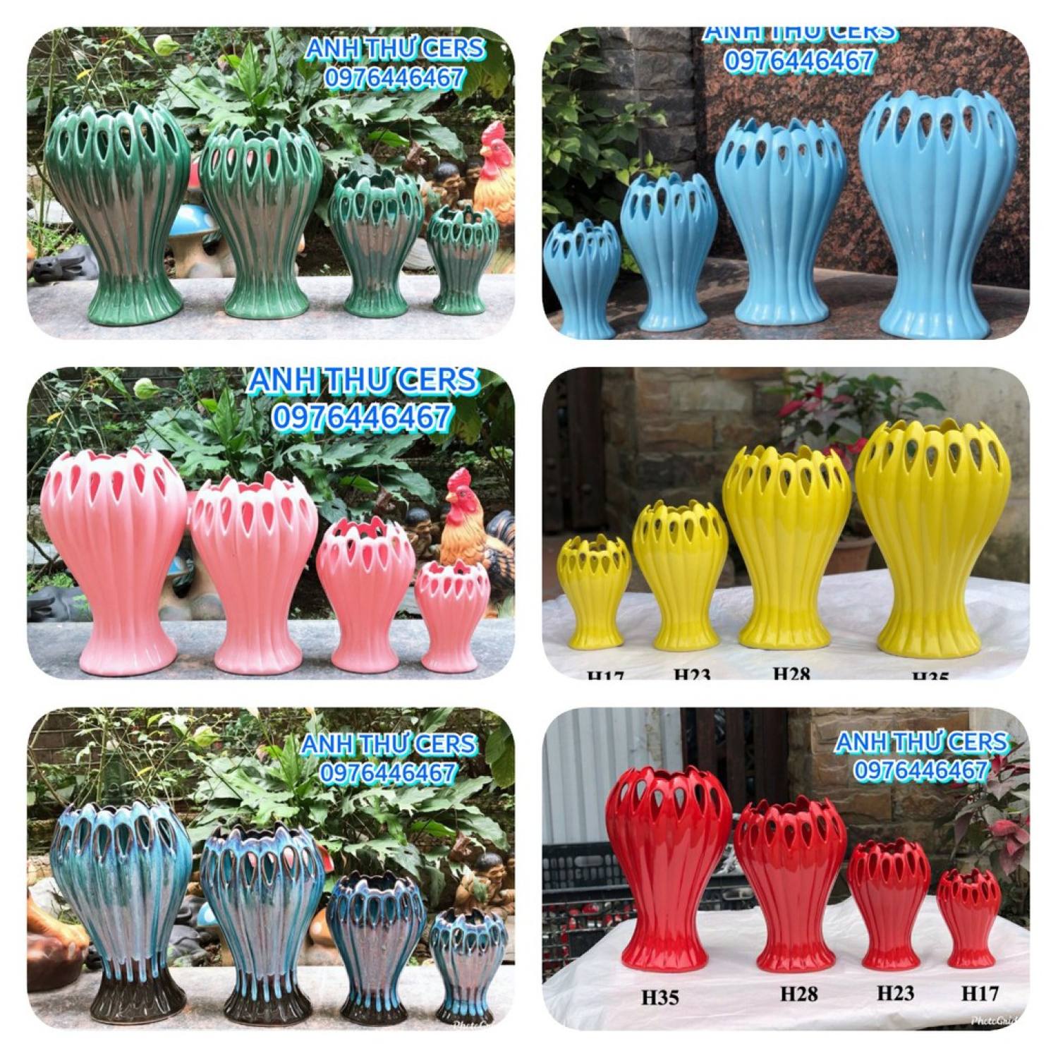 Lọ hoa bàn tay phật đủ màu sắc - bình cắm hoa đẹp - gốm bát tràng