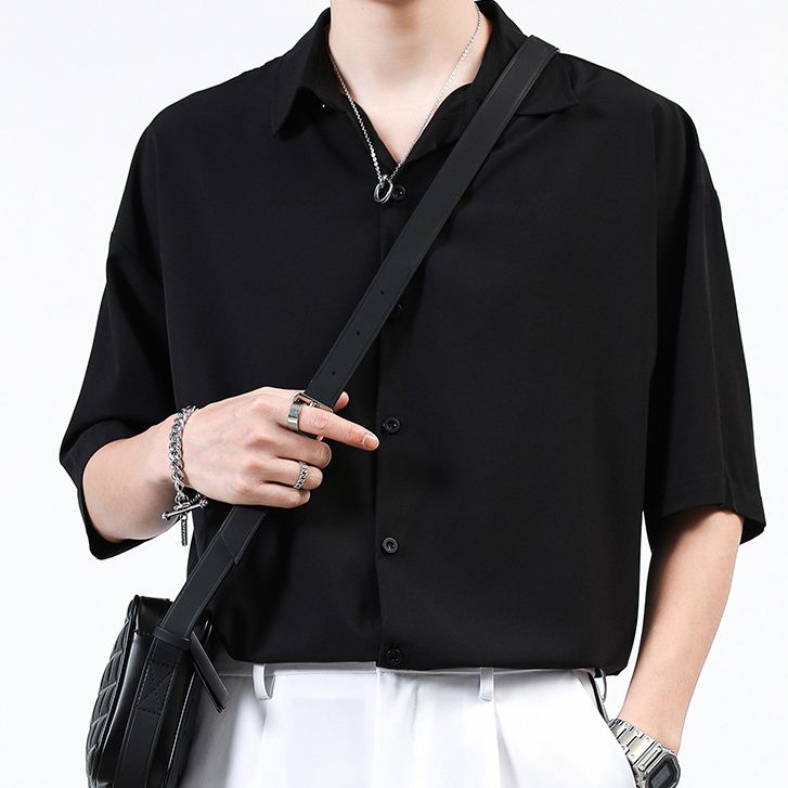 Áo sơ mi nam nữ ngắn tay Jbaggy form rộng sơ mi cổ vest unisex tay lỡ, chất vải lụa mịn chống nhăn