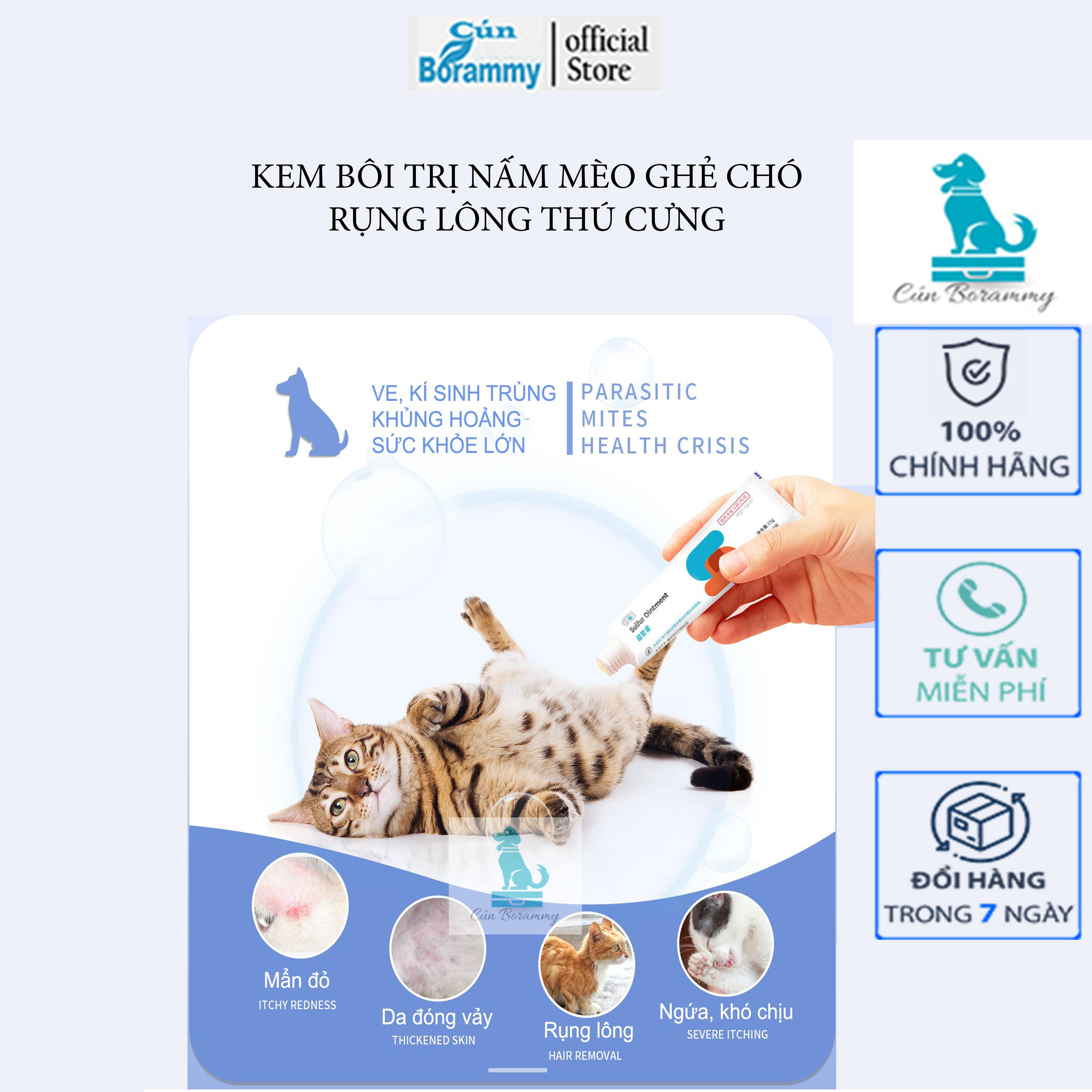 [Hoàn Tiền 10%]Kem bôi trị ghẻ cho chó mèo Sufur Ointment - Tuyt mỡ trị nấm chống ngứa ghẻ ve bị hắc lào bôi ngoài da cải thiện rụng lông cho thú cưng