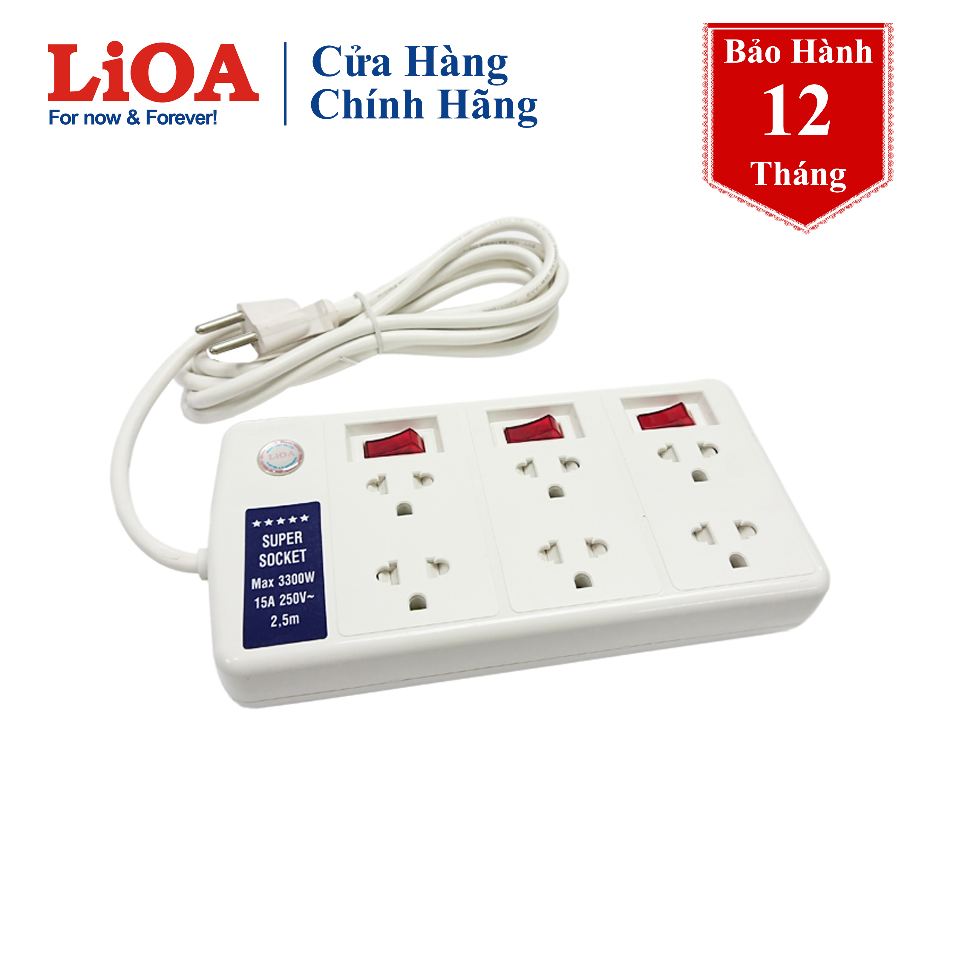Ổ cắm kéo dài LiOA công suất lớn 6 ổ cắm 6SS2.5-2