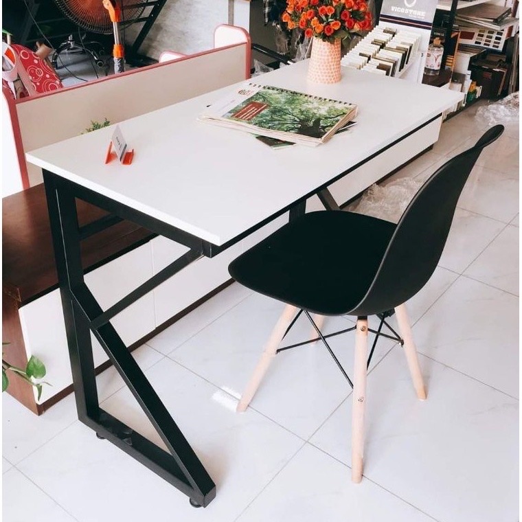 Bàn học, bàn làm việc chân sắt mặt gỗ chữ K chắc chắn bền đẹp dễ lắp