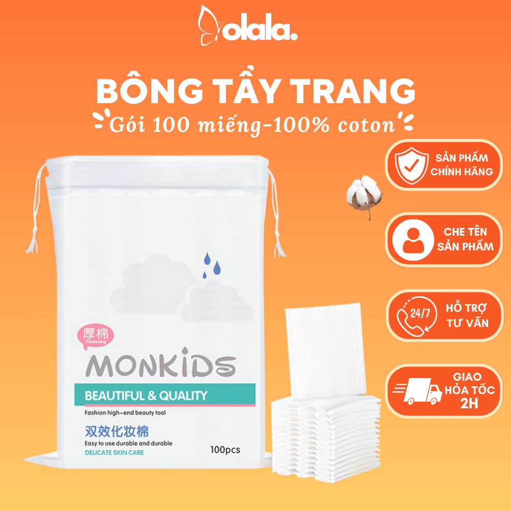 Bông Tẩy Trang Monkids chính hãng 100% cotton