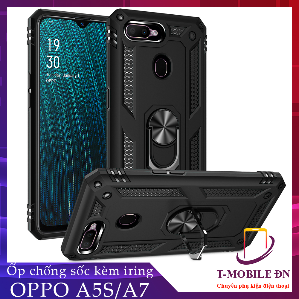 Ốp lưng Oppo A5S Oppo A7 chống sốc 2 lớp kèm nhẫn iring làm giá đỡ bảo vệ máy toàn diện chuẩn châu âu