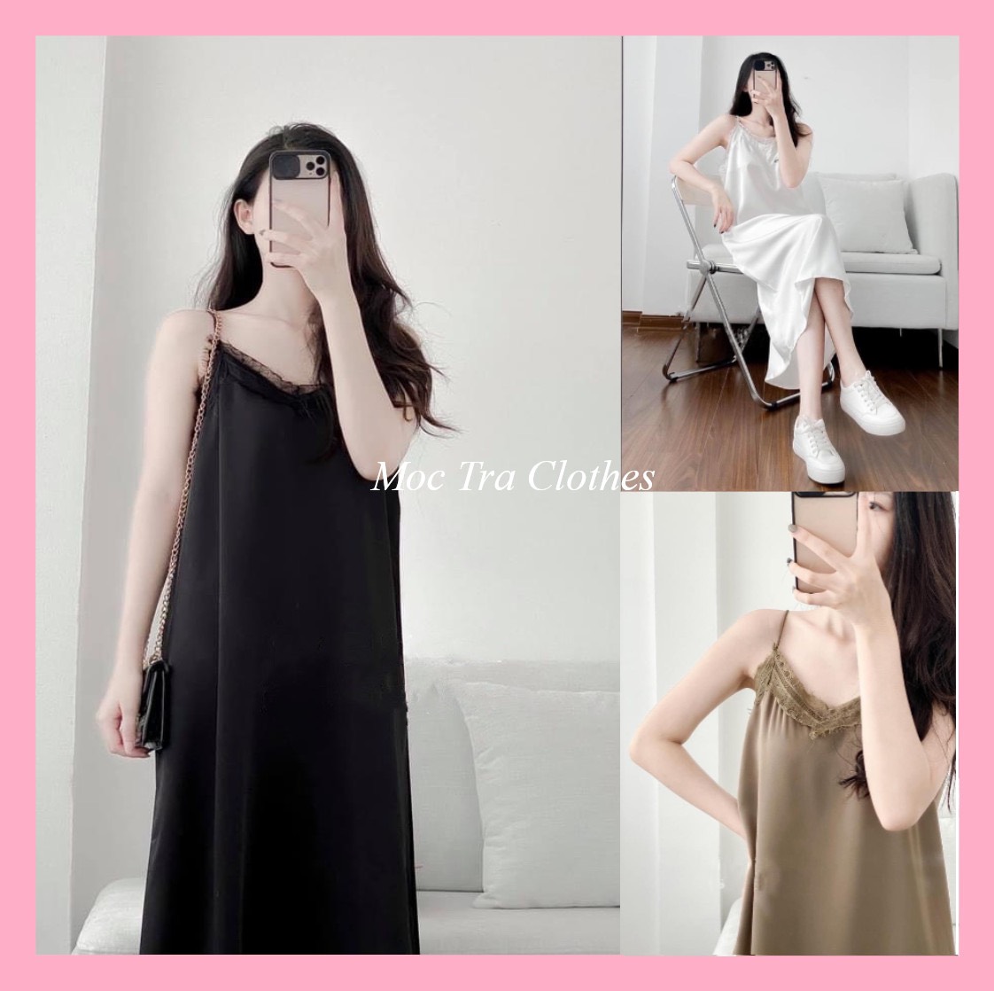 Đầm maxi xinh Maris Dress thiết kế hai dây dáng suông viền ren tiểu thư siêu xinh, Váy 2 dây nữ dáng dài chất lụa phối viền ren rẻ đẹp thích hợp đi biển đi dạo
