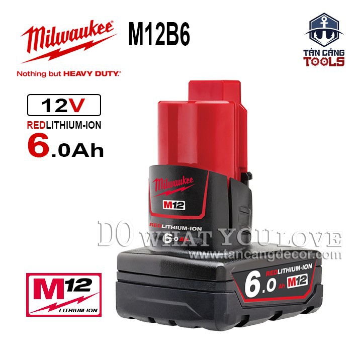 Pin 12v 6.0ah milwaukee m12b6 redlithium-ion