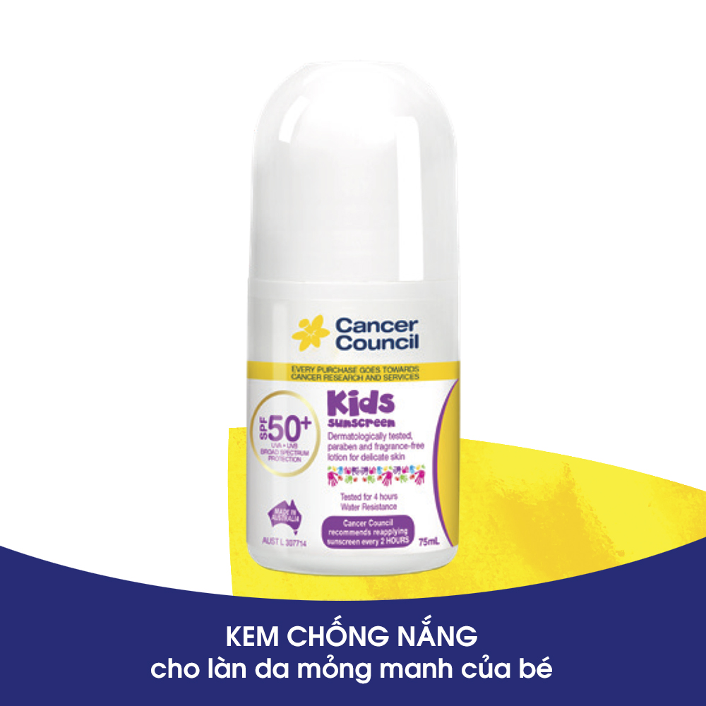 Kem chống nắng Cancer Council - Kids SPF 50+/PA++++ 75ml (Dòng trẻ em)