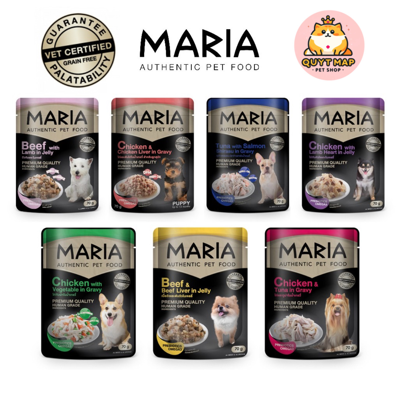 (GIAO HỎA TỐC TPHCM TỚI 23H) Pate cho chó Maria Authentic Pet Food đủ vị